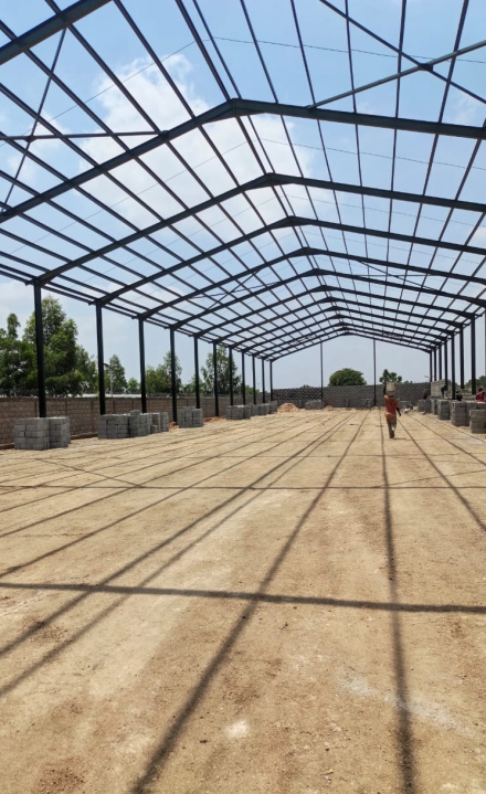 Large completed roof structure